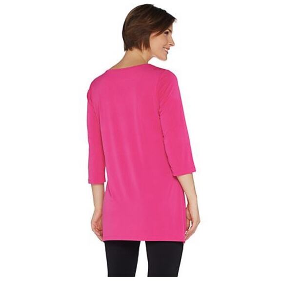 Belle by Kim Gravel Womens Hi-Low Tunic 2X Black Keyhole Trim Classic Statement - Picture 14 of 14